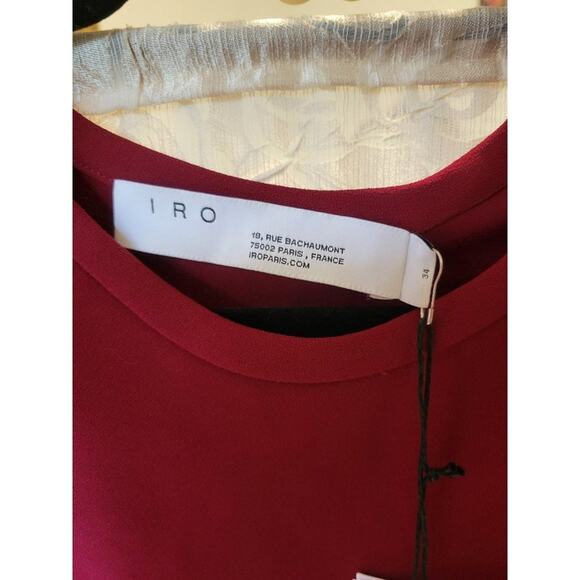Nwt womens sz 34 US 2 Iro wine burgundy solid blouse style al553 Fiori pullover - Picture 4 of 4